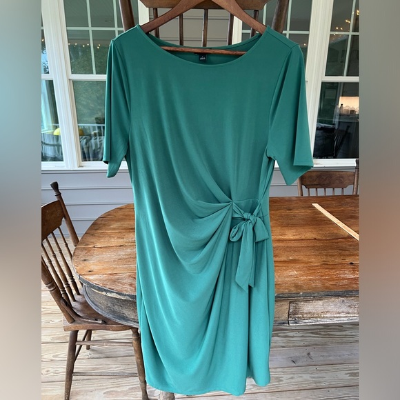 Ann Taylor Factory Women’s Dress Short Sleeve Green Side Tie Size Large - Picture 1 of 10